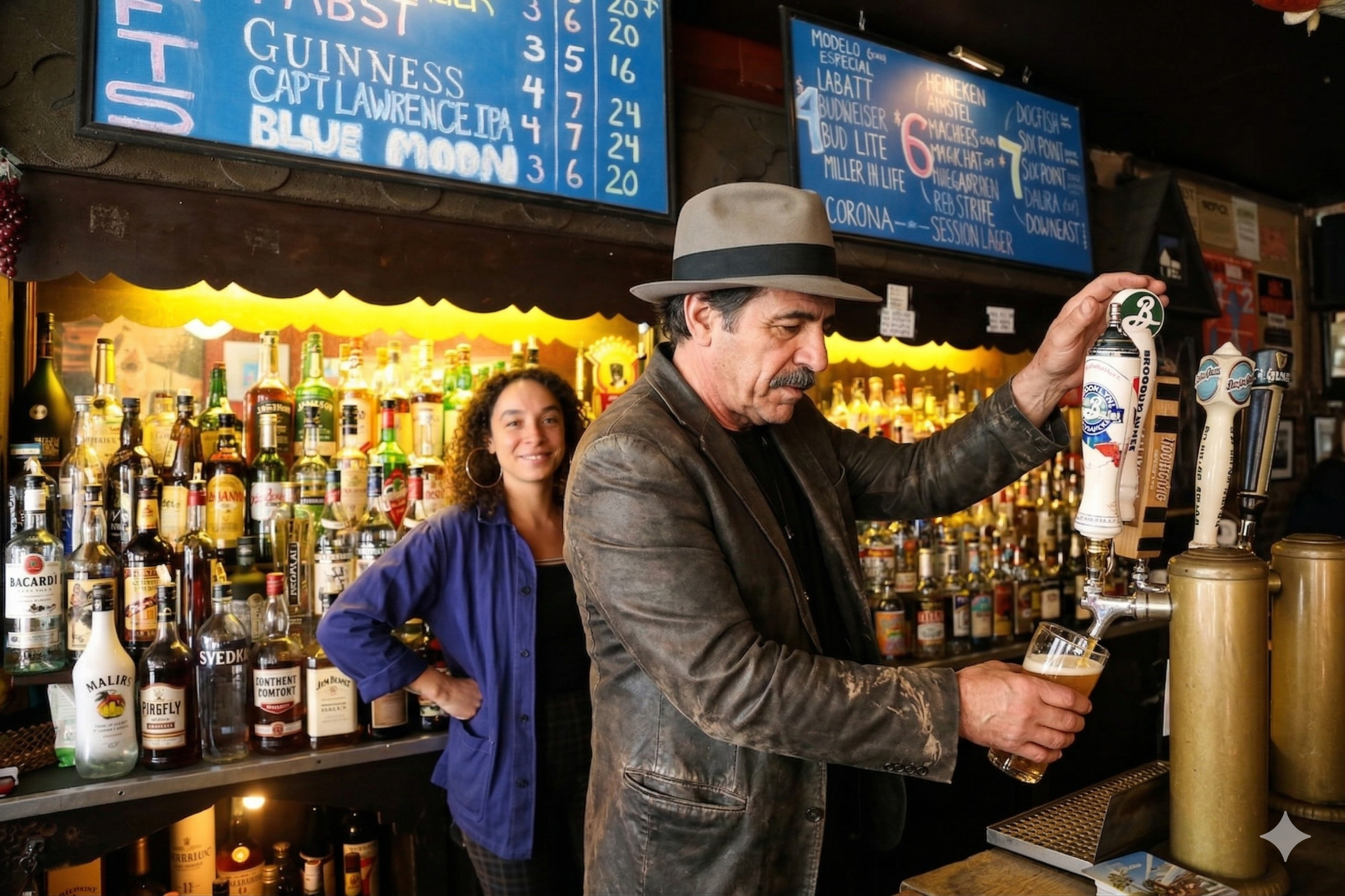 Grabbing a beer